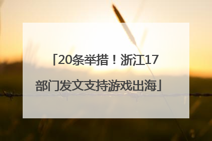 20条举措！浙江17部门发文支持游戏出海